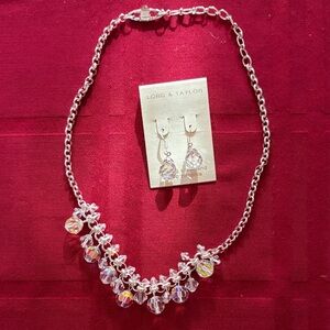 Lord & Taylor Sterling Silver Necklace and earrings with Cubic Zirconia Accents